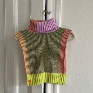 Colorful Ribbed Turtleneck Sweater Vest